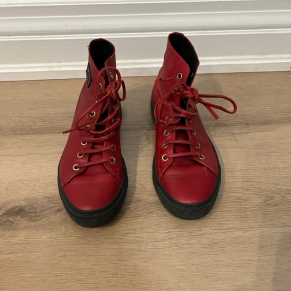 Gucci red leather high tops